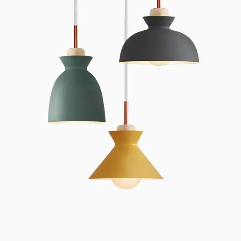 Nordic Lamps Simple Modern Macaron Living Room Chandelier Restaurant Dining Table Single-head Milk Tea Shop Lighting Chandelier