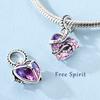 Copper Delicate Pink Purple Crystal Butterfly Pendants Charms Fits Genuine Charms Bracelet Women DoItYourself Jewellery Gifts
