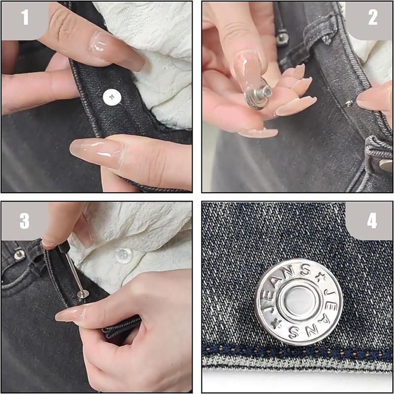 10Pcs Metal Jeans Button 17mm Adjustable Detachable Jeans Button Replacement No-Sewing Screw Button Repair Kit with Screwdriver