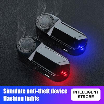 Car Solar Power Warning Light Security Strobe Light LED Car Fake Security Lamp Flashing Dummy Alarm Light For Car Motorcycles