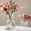 Modern Glass Flower Vase Wrinkled Flower Bottle Hydroponic Plants Pot Table Decorative Vase Home Office Desktop Decoration