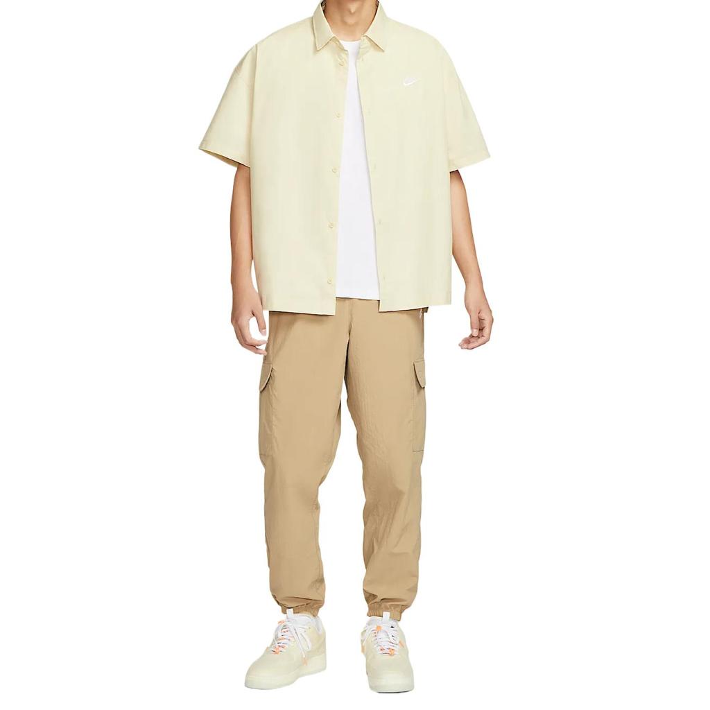 Nike Club SS25 Comfortable Skin-Friendly Fashion Versatile Short Sleeve Shirt Men Shirts Light-Khaki White HJ2027234