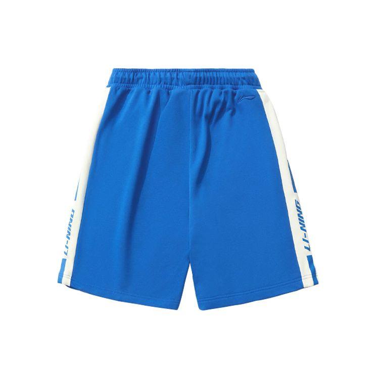 Li Ning Sports Fashion Series Side Color Block Letter Print Breathable Shorts Men Shorts Cyan AKSR289-2