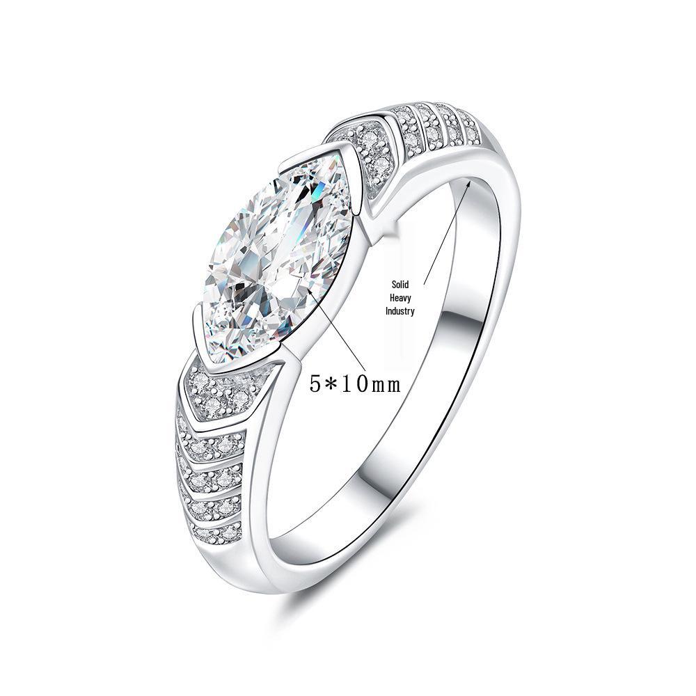 S925 Sterling Silver Marquise Cut Moissanite Ring for Women - Non-fading, Simple, and Personal.
