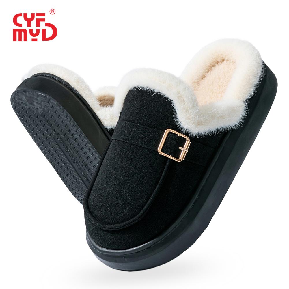 Winter Outdoor Plush UGG Women s Slippers Women s Thick Bottom Memory Foam Warm Soft EVA Sole Non-slip Indoor Outdoor Garden Comfortable High Quality 42-43