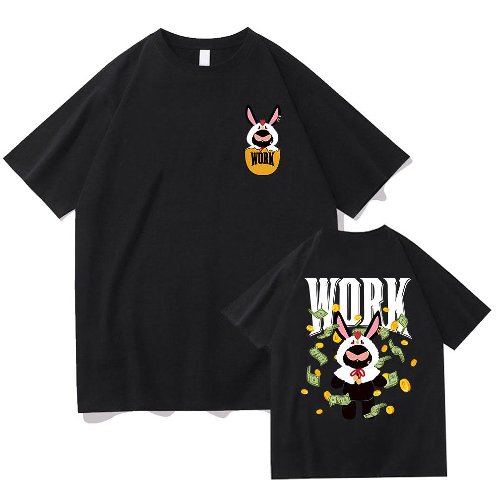 Work Rabbit  Cartoon Printing T-shirts ATEEZ Korean Style Punk Band Tee-shirt Short Sleeve Cotton Comfortable Tshirt Women Girls
