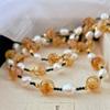 Vintage High Quality Natural Freshwater Pearl Citrine Contrasting Color Design Necklace Collarbone Chain