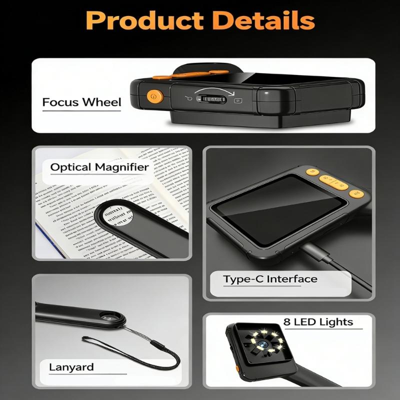 1000X Magnification Digital Microscope with 2.8 Inch Clear High Definition Screen Auto Focused for Educational Use Kids Adults