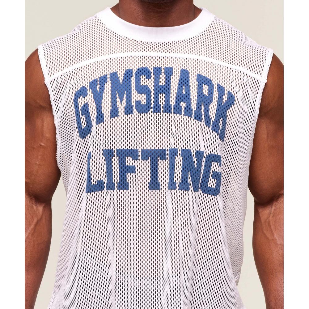 Gymshark Mesh Oversized Tank White A2c6p Wb57