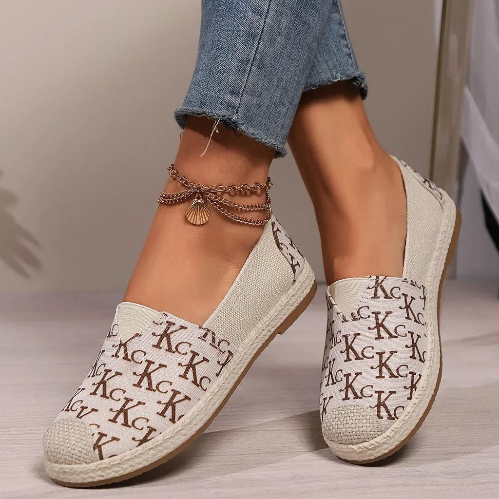 Spring Women'S Handmade Lace Flats Cloth Shoes Breathable And Comfortable One-Pedal Casual Shoes Soft And Non-Slip Soles
