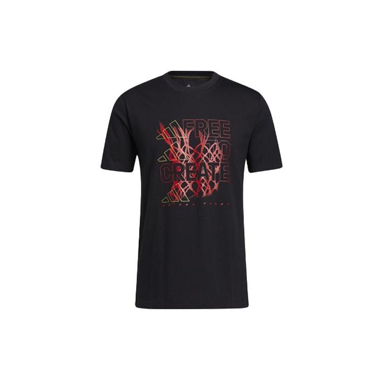 adidas Cny Inline Tee Printing Basketball Sports Short Sleeve Black Men s GN5376 S