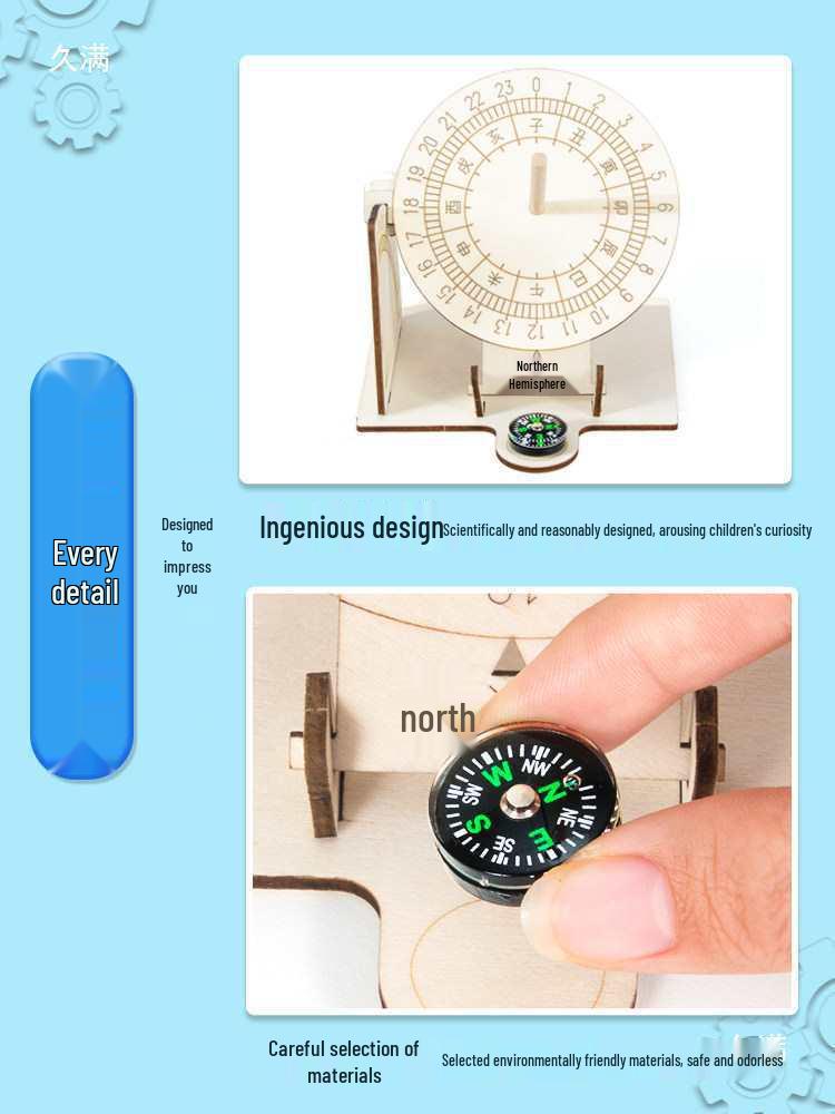 Children's Equatorial Sundial: Small Craft Sun Clock for Shadow Experiments and Science Projects