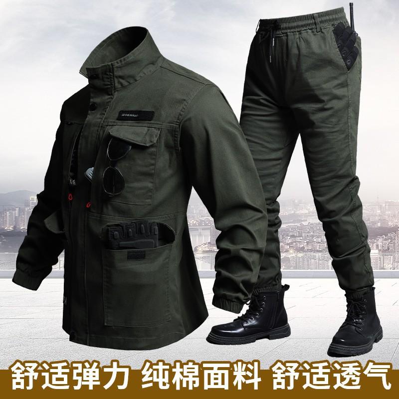 Work Clothes Suit Men Women's Elastic Camouflage Cotton Thread Welder Auto Repair Workshop Anti-scalding Wear-resistant Labor Protection