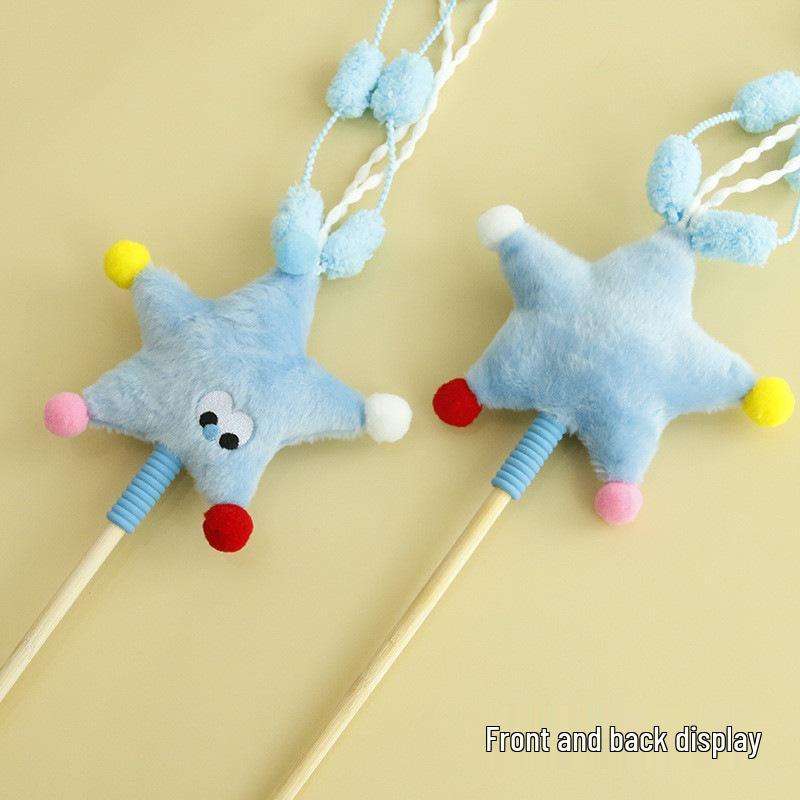 Cat Teaser Toy: Star Moon Tassel Rod with Plush Doll