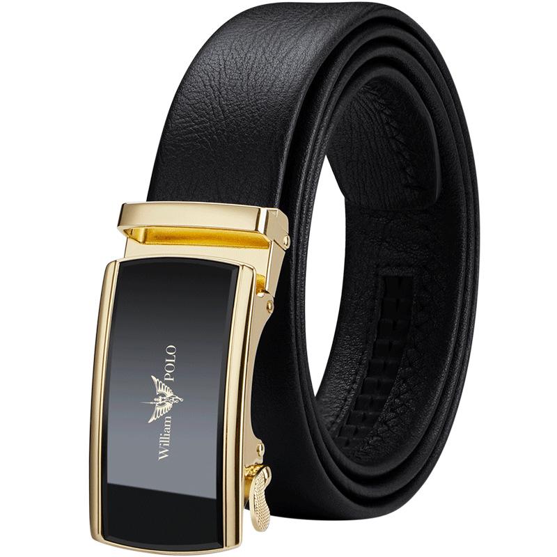 

Ремень Emperor, мужской ремень с автоматической пряжкой, деловой тренд, мужской брючный ремень из воловьей кожи среднего и молодого возраста, деловой брючный ремень высокого качества 105cm золотой