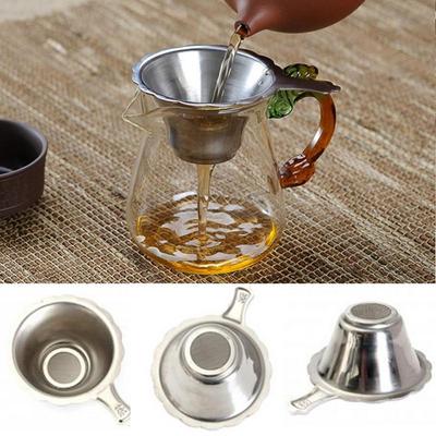 New Funnel Kungfu Stainless Steel Fine Mesh Tea Strainer Leaf Filter
