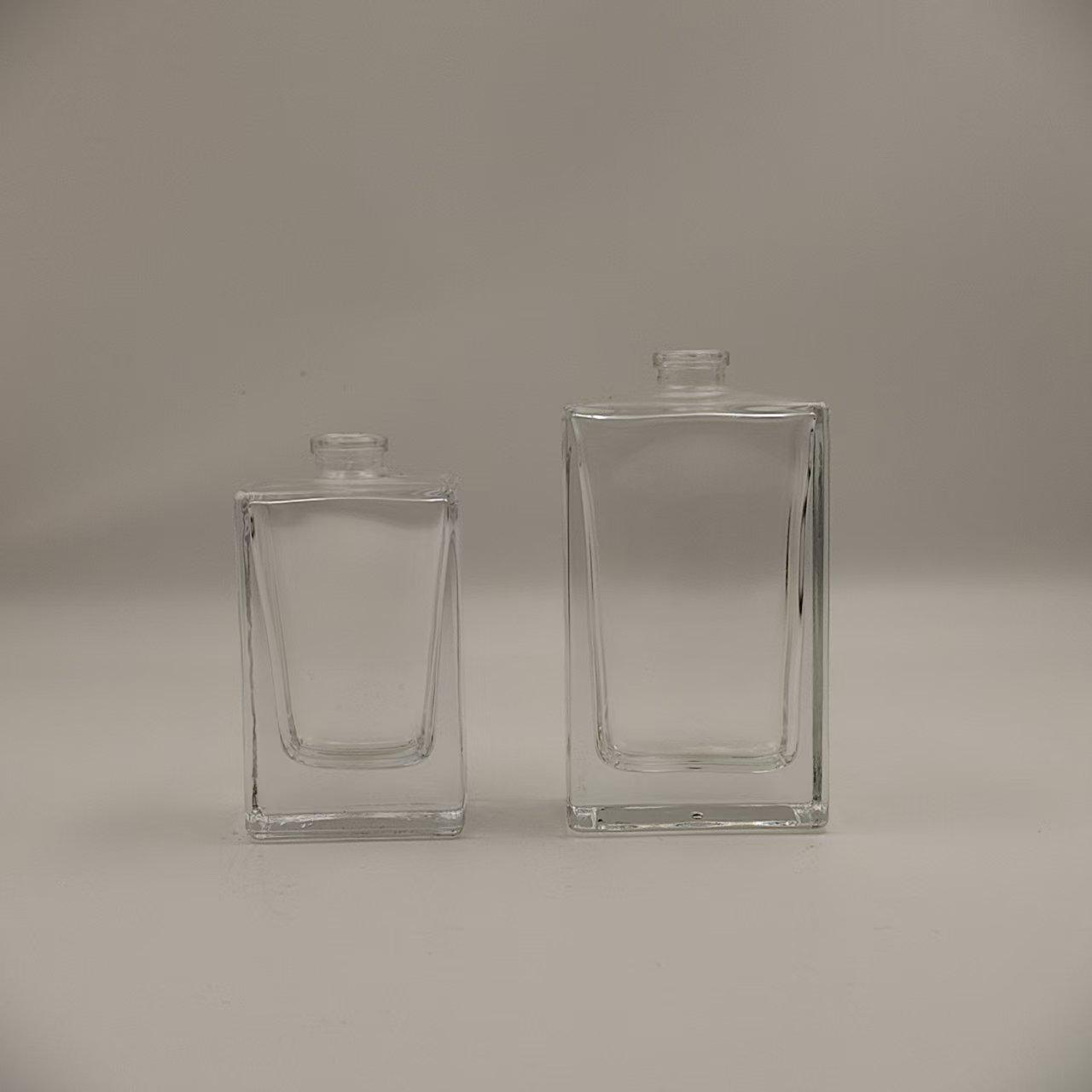 Flat Square Glass Perfume Spray Bottle - Transparent Press-Type Decanter