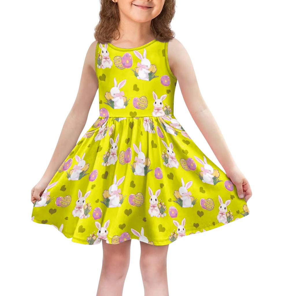 Children's Fashionable Comfortable Casual Sleeveless Easter Print Dress