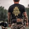 Summer Tactical Military Fan Crew Neck Half Sleeve  American Tough Guy Ins Nordic Myth Printed Men's Short Sleeve Cotton T-Shirt