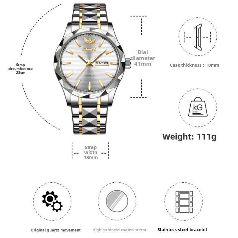 OPK Brand Double Calendar Men's Watch Trend Quartz Watch