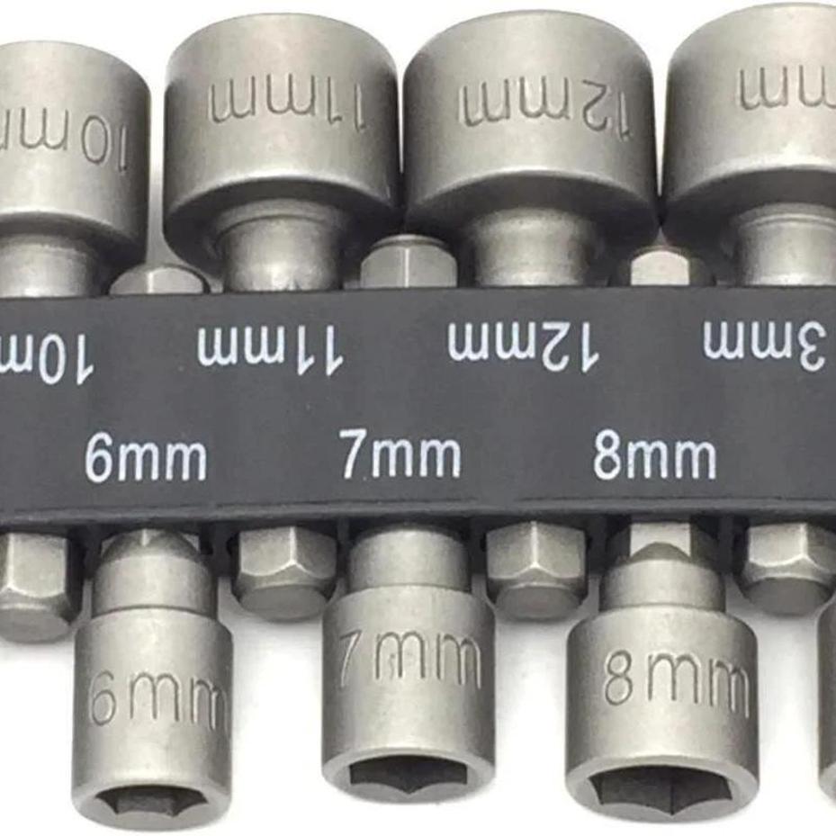 1 Set 5mm-13mm Hex Socket S Sleeve Power Nut Driver Drill Bit Set 1/4" Screw Metric Driver Tool Set Adapter