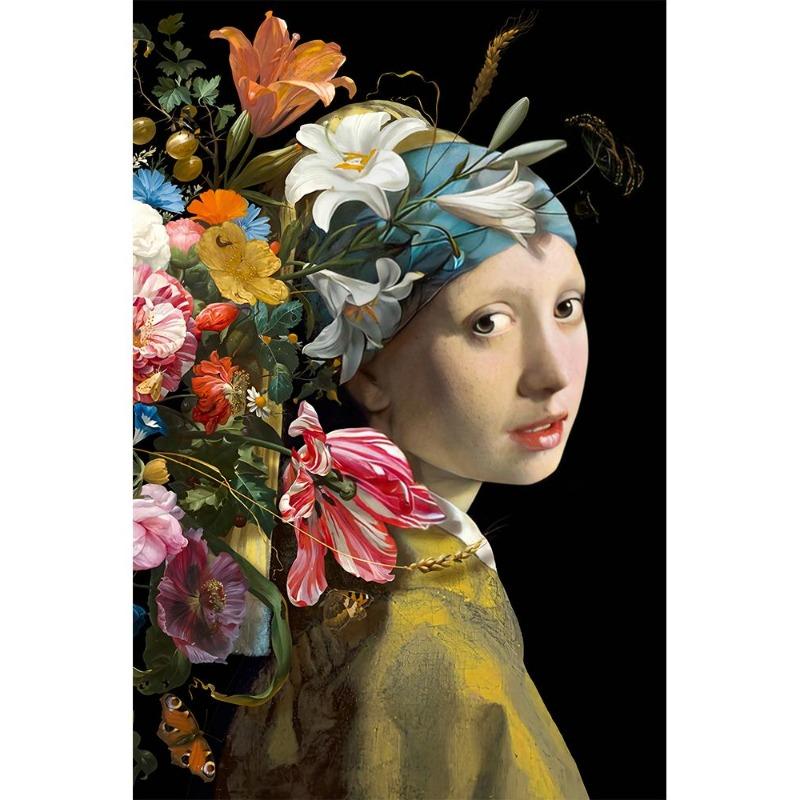 

Знаменитая девушка с жемчужными серьгами, постеры, холст, картина маслом, забавный щенок, цветы, гитара, настенное искусство для гостиной, декор для дома 21*30cm No Frame