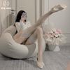Classic Lace Suspender One-piece Grey Stockings Sexy Black Silk Thin Suspender Socks Over Knee Stockings A40
