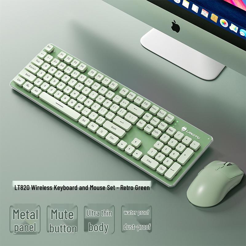 Ultra-Quiet Illuminated Mechanical Feel Wired Keyboard & Wireless Mouse Set for Office & Tablet Use