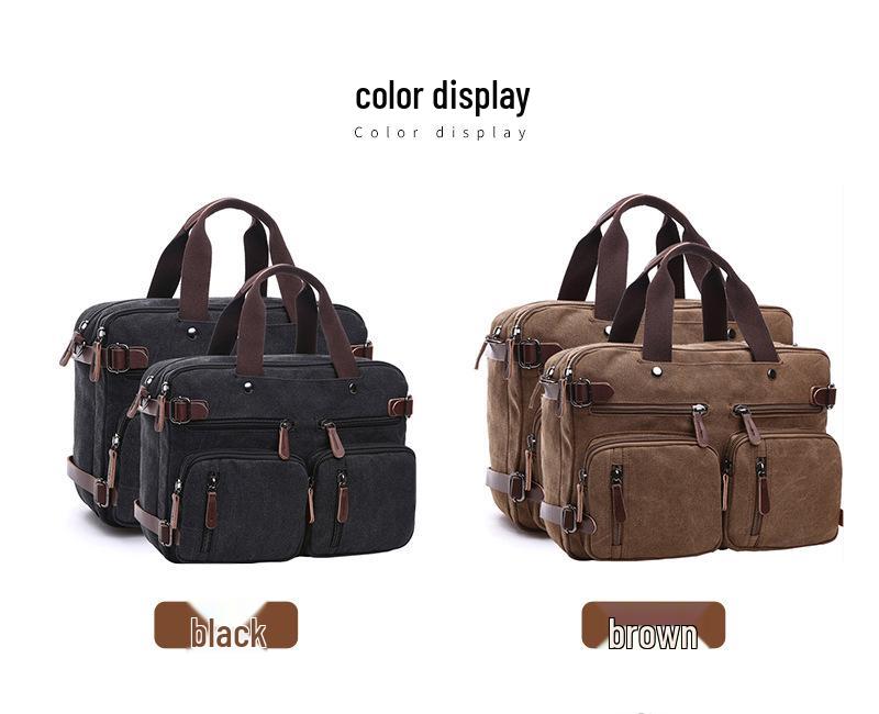 Cross-Border Canvas Laptop Backpack - Large Capacity Business Travel Bag