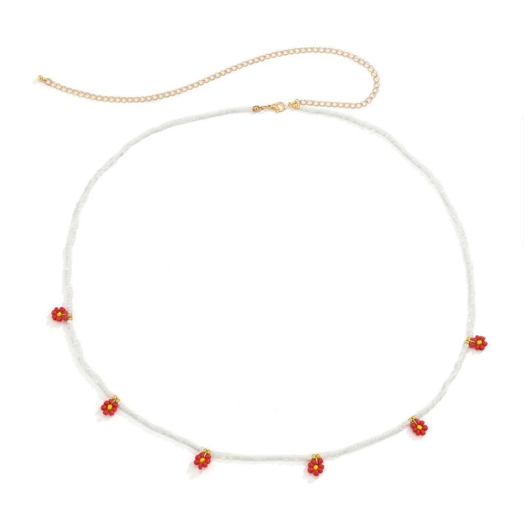 Accessories, Idyllic Daisy Flower Waist Chain, Sweet And Cool Wind Colored Rice Beads Woven Body Chain Female