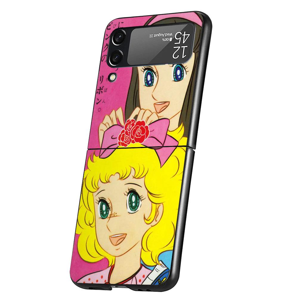 Anime Candy Cover Phone Case For Samsung Galaxy Z Flip 7 6 5 4 3 5G Flip7 Flip6 Flip5 Flip4 Flip3 Black Fundas Shell Galaxy Z Fl