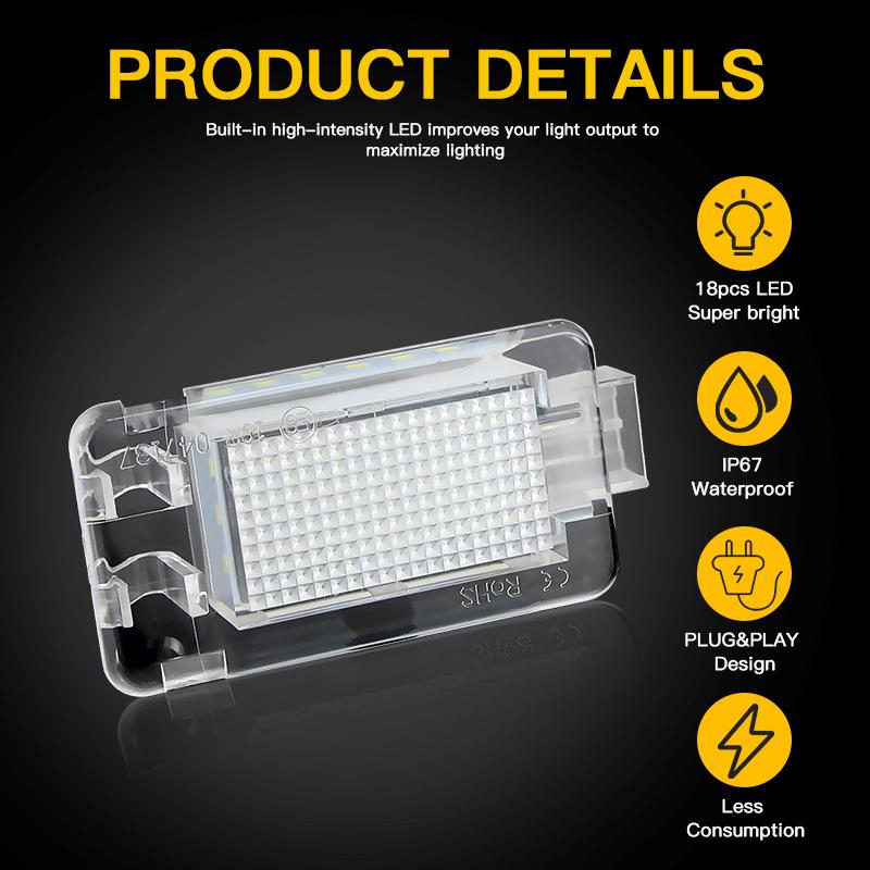 2x Canbus Led Luggage Compartment Trunk Boot Light Courtesy Footwell Interior Lamp For Volvo C30 S60 S60L C70 V70 S80 XC70 XC90