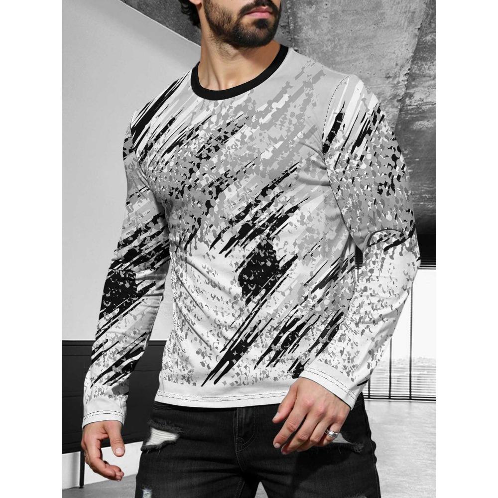 Men's Long Sleeved Casual Simple Style Fashionable Versatile Comfortable Casual Plus Size Men's T-shirt