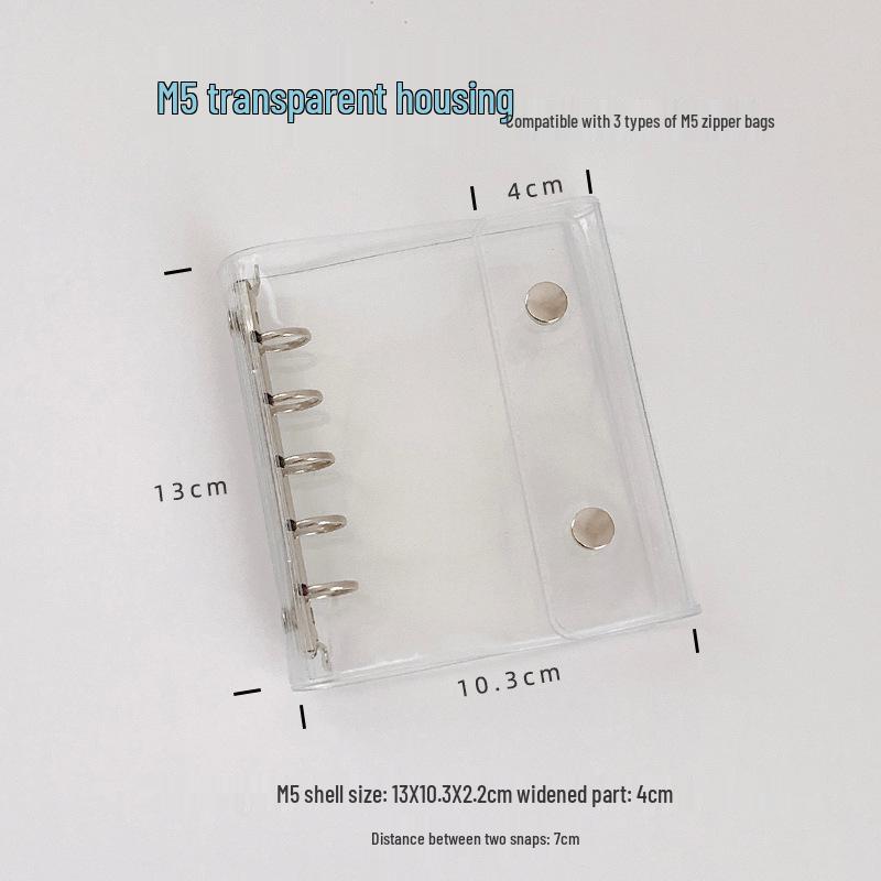 Korean Style A7M5 Glitter Transparent Planner - 5-Hole PVC Loose-Leaf Notebook with Inner Pocket
