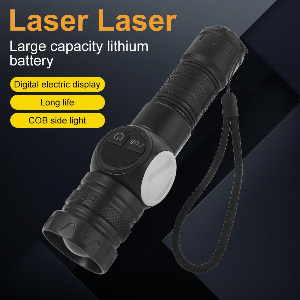 Searchlight LED Flashlight USB Rechargeable Camping Light Portable Display  Torch  Outdoor