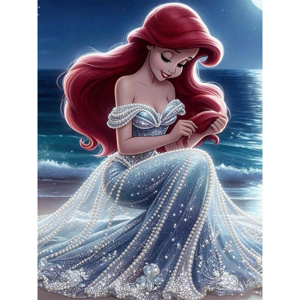 

Disney Ariel DIY Pearl Artwork Jewelry Designed for Ariel A Handmade Gift Suitable for Wall Decoration, Suitable for Both Home and Office Environments 35x45cm