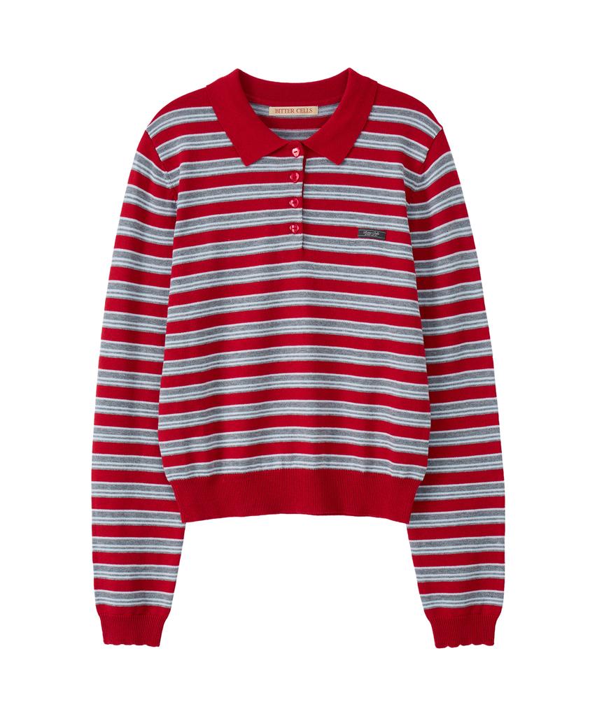 Biteoseljeu Lolly Stripe Collar Knit - Red