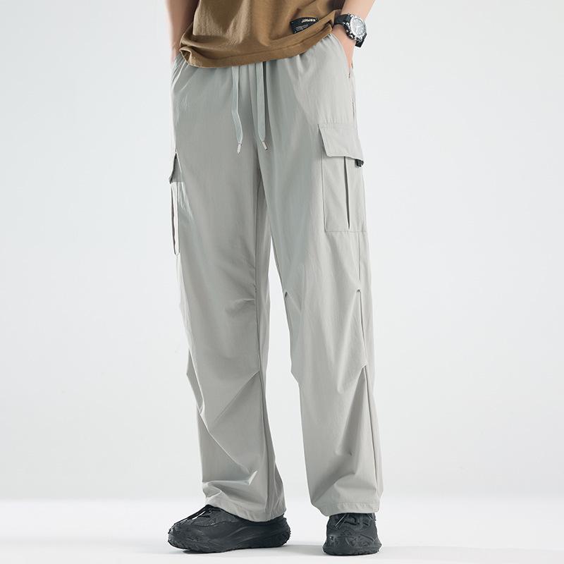 Summer Ice Silk Workwear Pants for Boys and Teenagers, Waterproof, Casual, Ankle Tied, Assault Pants, Outdoor Pants