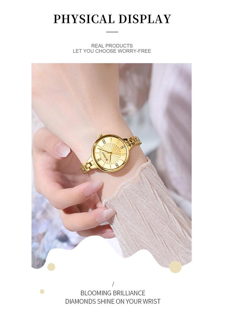 CURREN 9097 Women's Waterproof Quartz Steel Band Wristwatch - Simple Casual Design