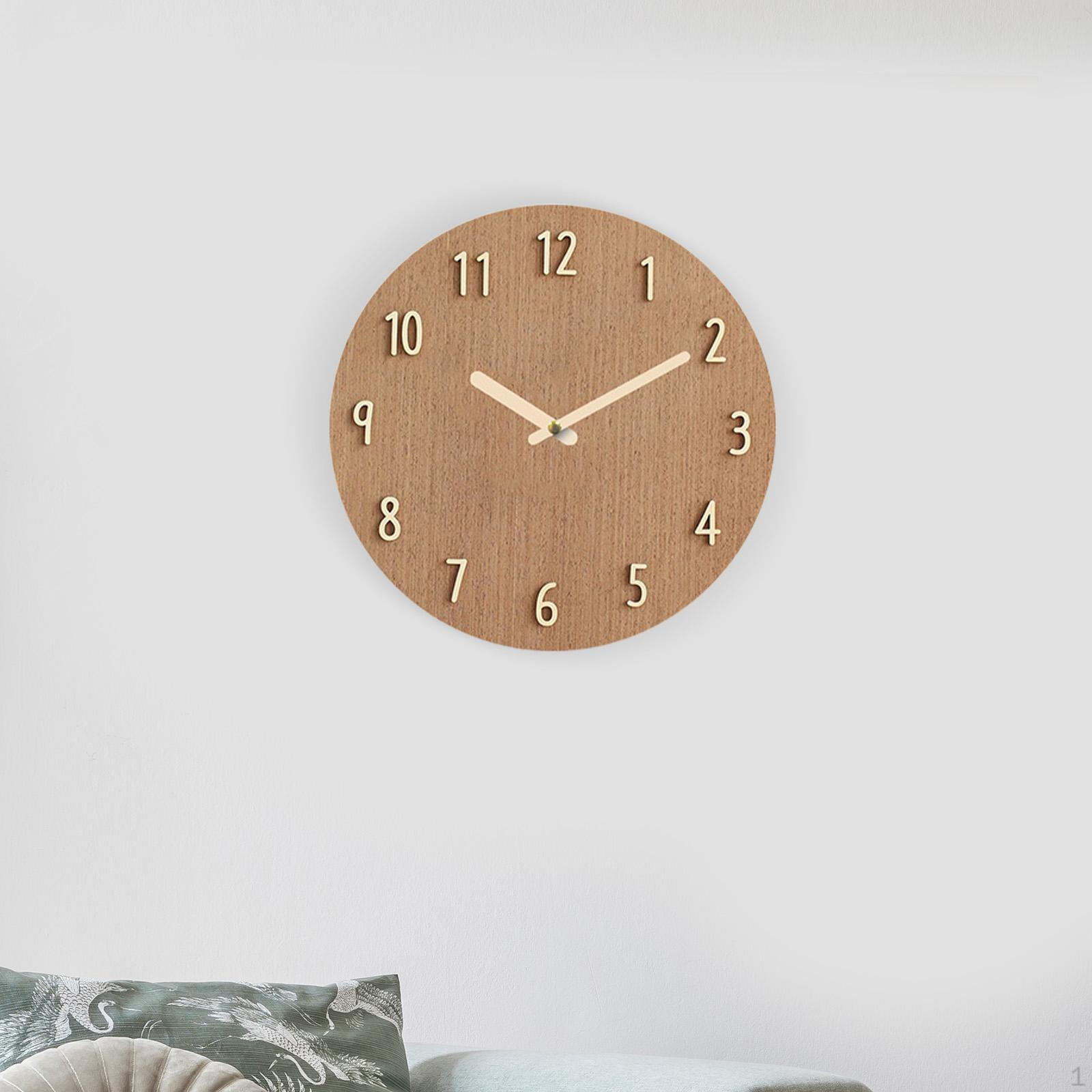 

Круглые настенные часы с бесшумным механизмом, 12 дюймов, не тикающие, для годовщины, общежития, кухни коричневый