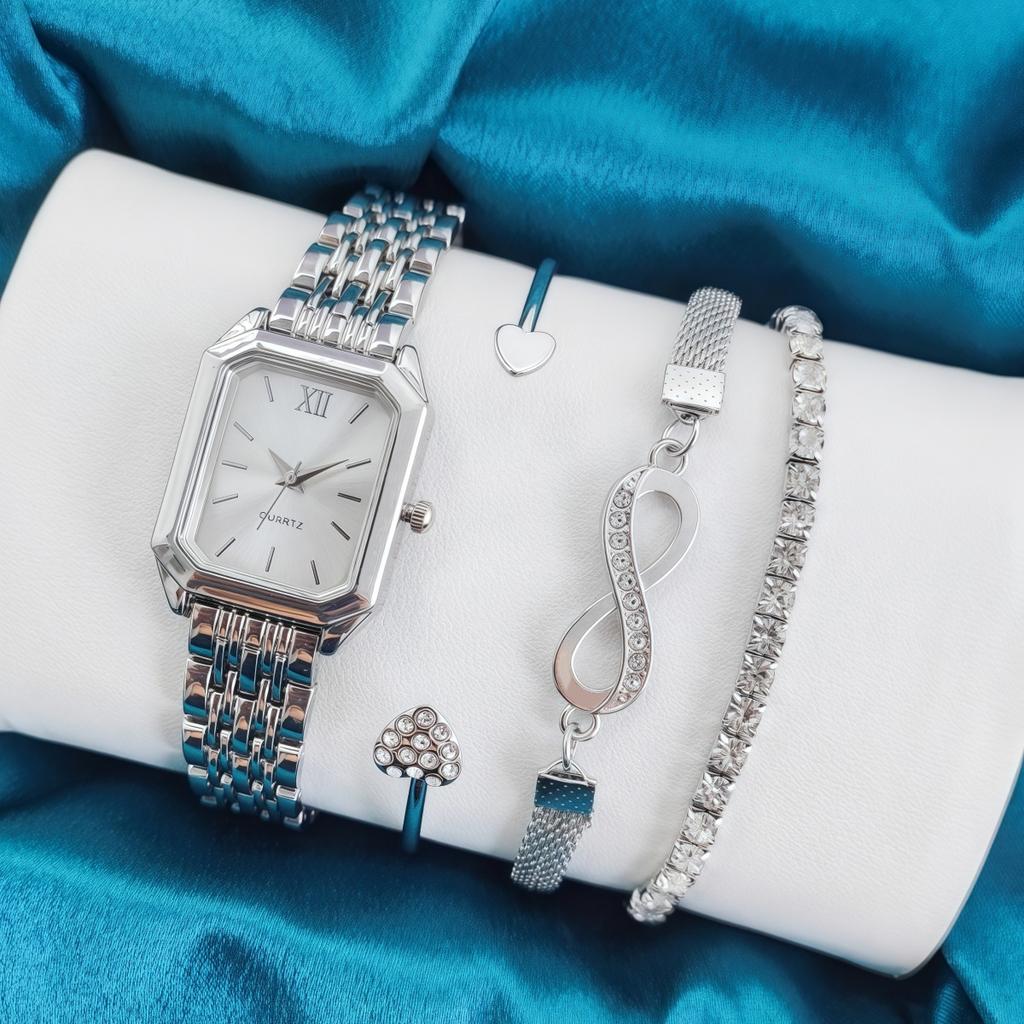 New Light Luxury Steel Belt Women'S Watch, Female Student Fashion Simple Square Quartz Watch