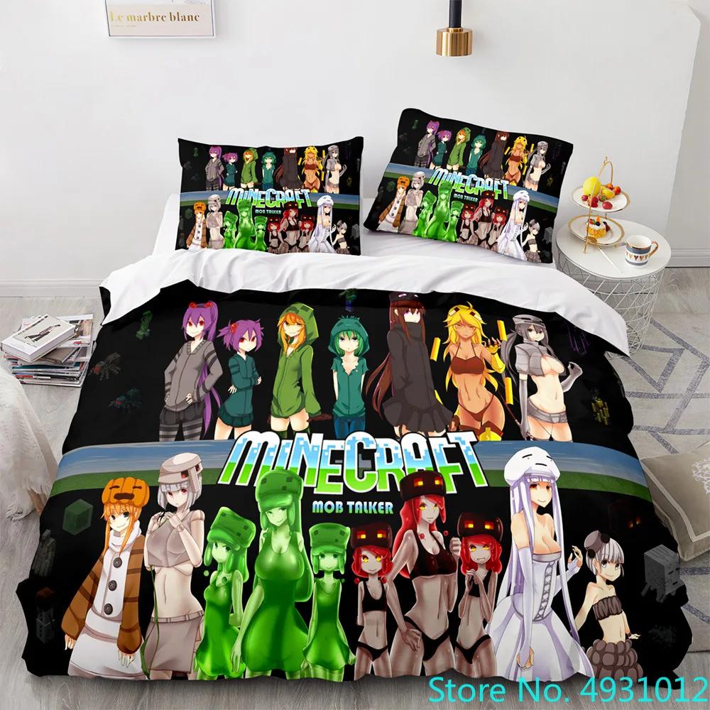 Anime Game My World Monster Hunters Bedding Set Duvet Cover Pillowcases Single Bedclothes Children'S Kids Adult Bedroom Decor