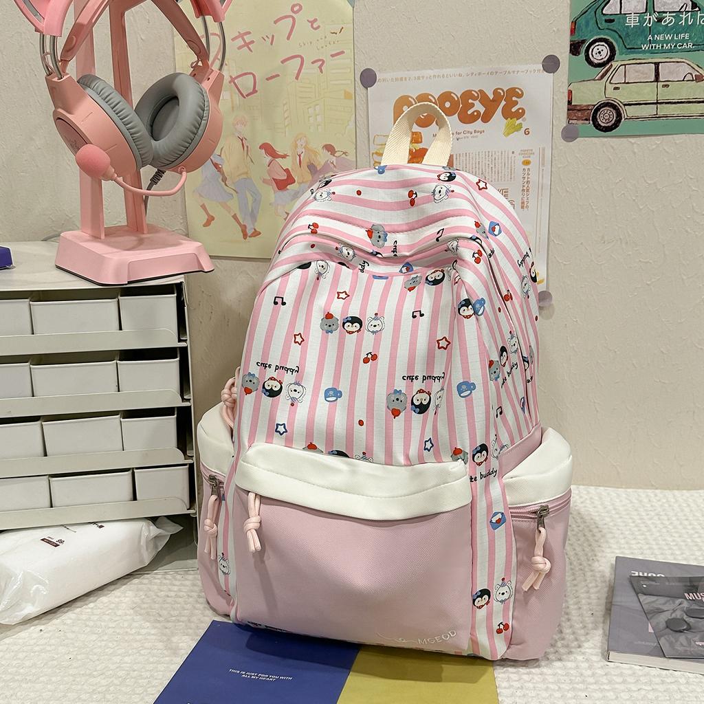 Schoolbag Korean Version of High-value Backpack for Women's Simple and Versatile Large-capacity Mori Sweet Junior High School Students Lightweight 