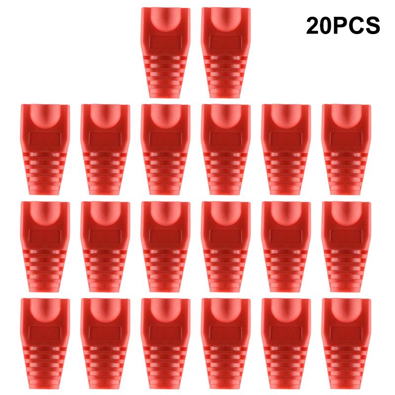 20pcs OD6.5 Cable Connector Plug Cover CAT5E CAT6 RJ45 Ethernet Network Cable 10 Colors Strain Relief Boots RJ45 Connector Caps