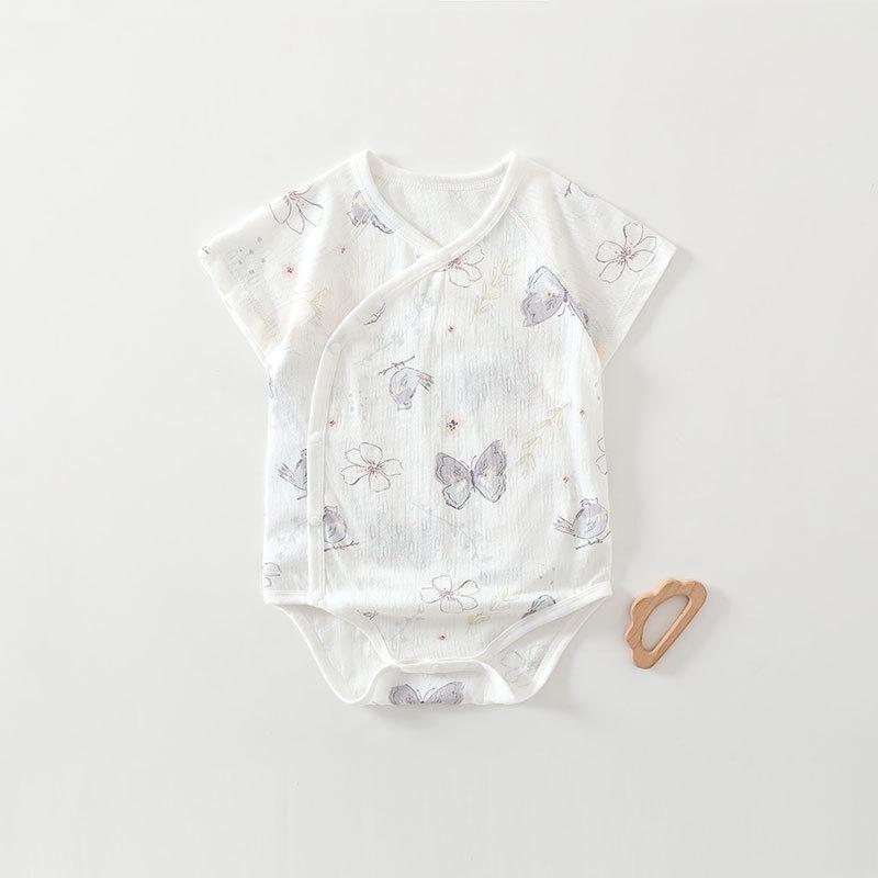 Bamboo Fiber Baby Jacquard Short Sleeve Summer Bodysuit Romper