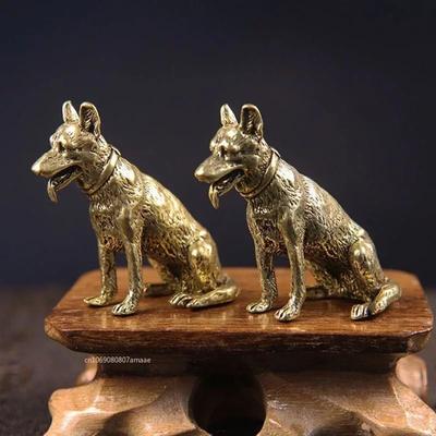 Messing Metall Glückshund Statue Klein Feng Shui Ornament Kleiner Welpe Wolf Figuren Chinesische Desktop Haustier Kunst Heimdekor