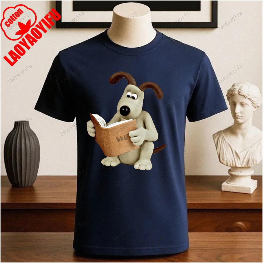 Wallace i Gromit Drukowane T-shirty Bluzki Kreskówka i Anime Drukowany T-shirt Lato Bawełna Casual Oddychające Camisetas T-shirty