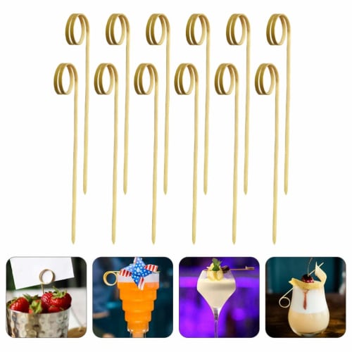 OUNONA 100pcs Cocktail Picks Star Sticks Bamboo Knot Picks Fruit Sandwich Party Supplies Bar Party BBQ Snacks Bamboo Skewers Club Sandwich Martini App