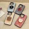 Plaid Fruit Stand iPhone 14/16/17 Pro Max Epoxy Retro Couple Phone Case