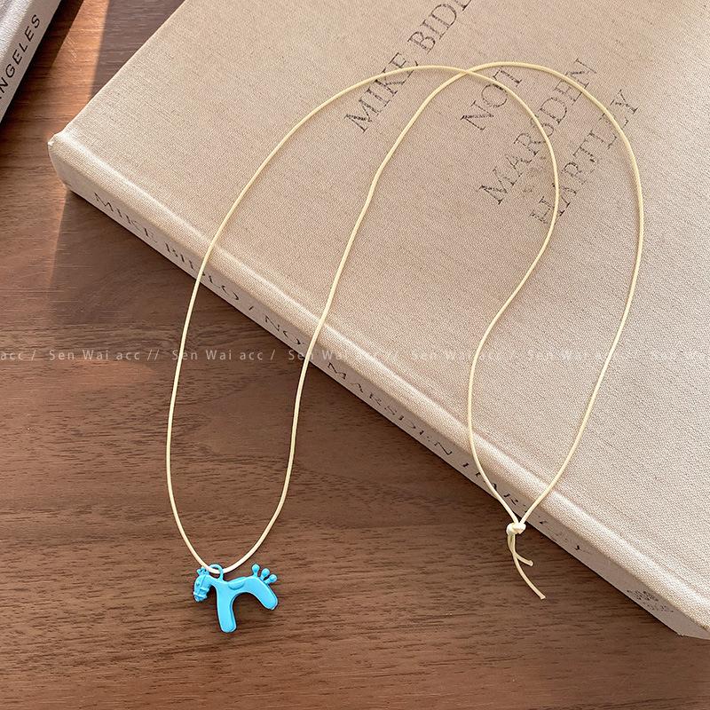New Chinese style natal year pony pendant necklace temperament daily versatile sweater chain necklace